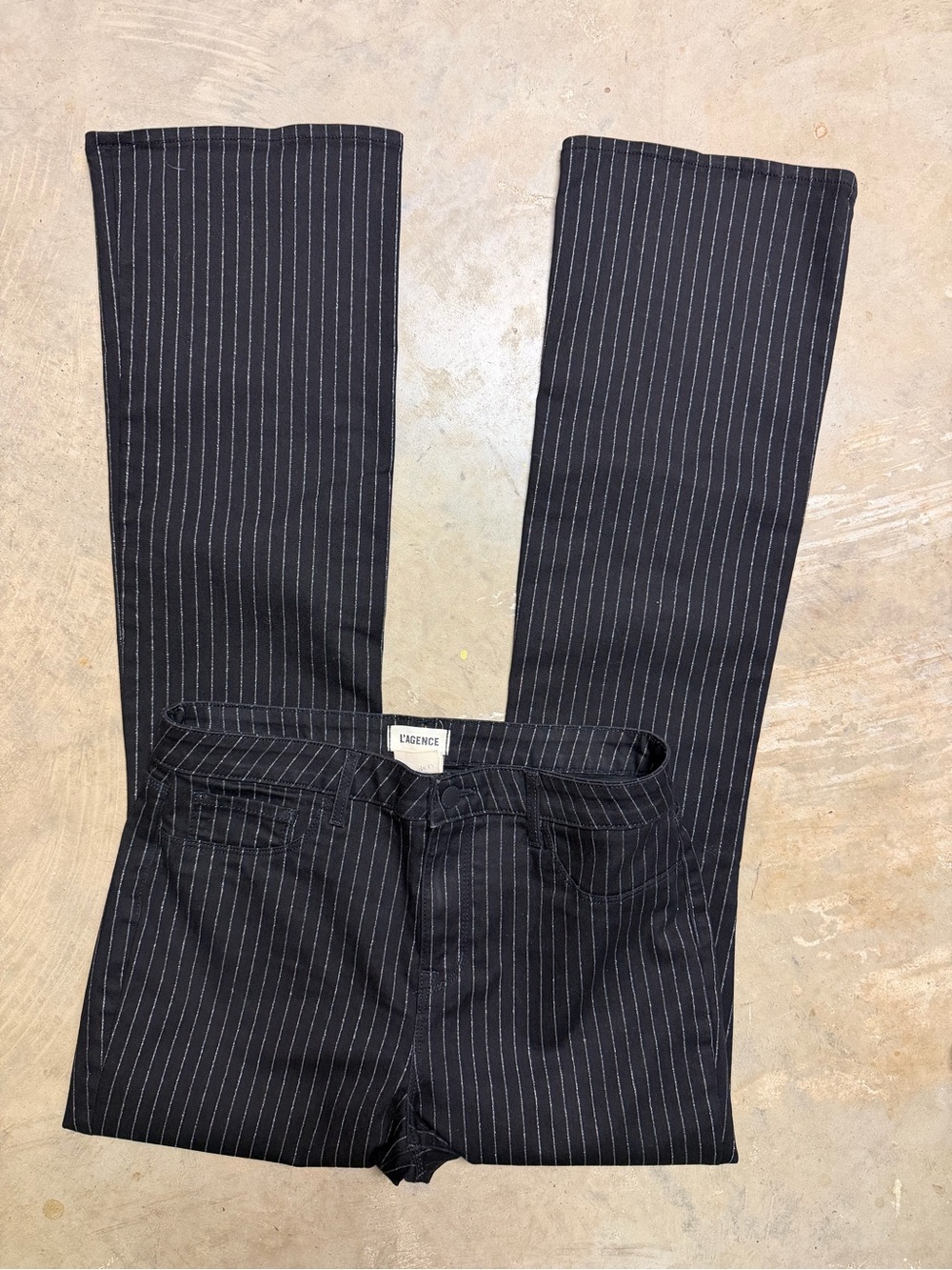 L'AGENCE Black Pinstripe Dress Pants